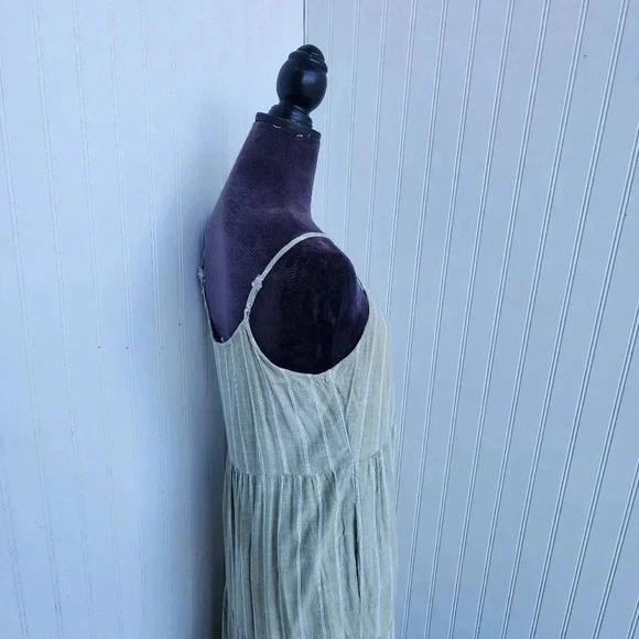 Robbie Bee Green White Stripe Strap Rayon Maxi Dress Tank Sz PM - Picture 6 of 14
